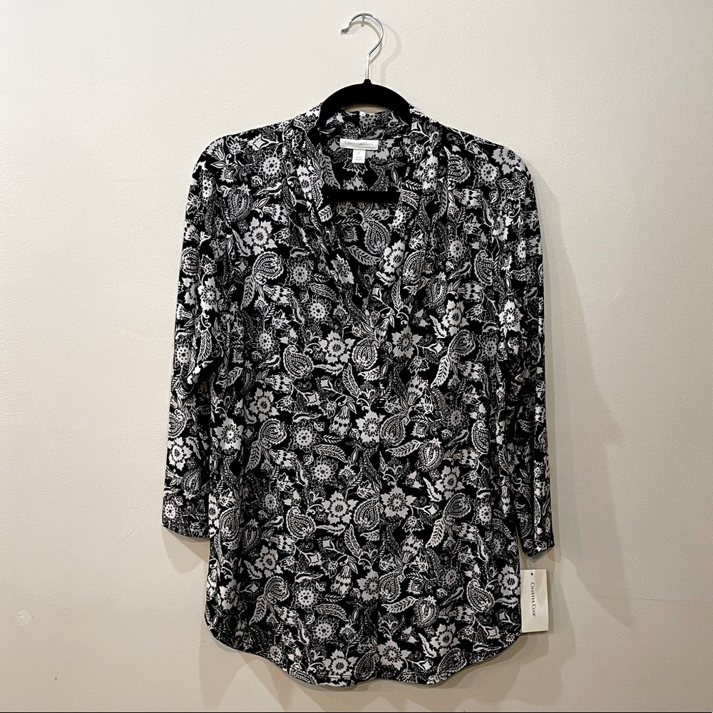 NWT Charter Club Printed V-Neck Top in Large - Floral